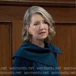 Nina’s dark green dress with foldover neckline on General Hospital