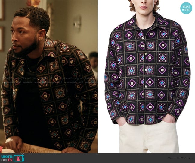 NN07 Julio Embroidered Long Sleeve Regular Fit Shirt worn by Emmett (Jacob Latimore) on The Chi