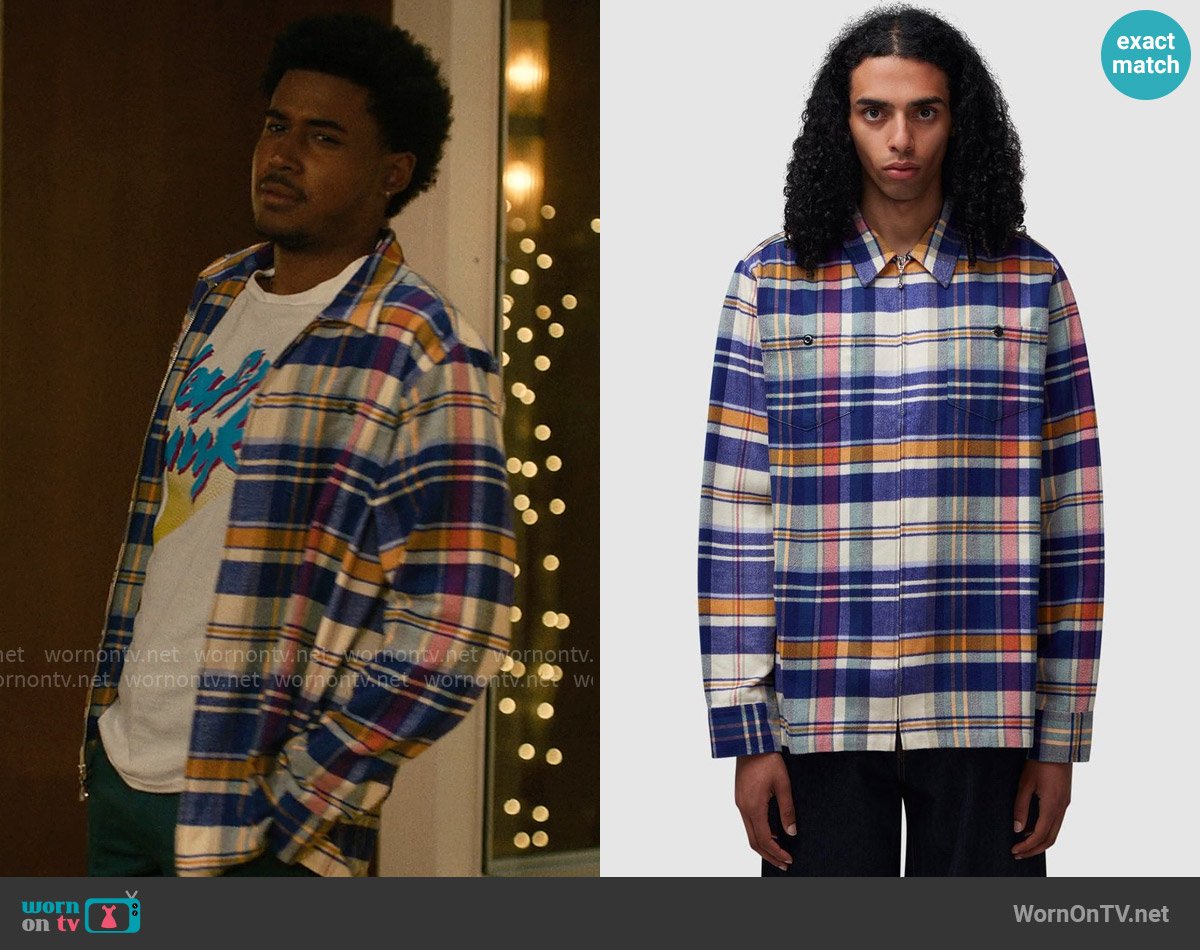 Noah NY Lightweight Plaid Flannel Overshirt worn by Justin Edwards (Michael Cooper Jr.) on Forever