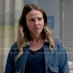 Novak’s denim jacket with sherpa collar on Chicago Fire