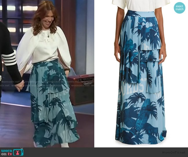 Off-White Gender Inclusive Jungle Print Maxi Skirt worn by Rhonda Halbert on The Kelly Clarkson Show