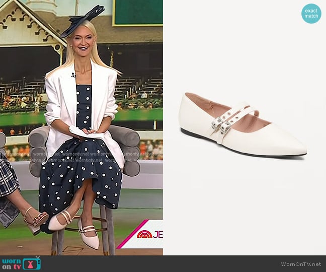 Old Navy Double-Buckle Mary Jane Flats in Bone worn by Zanna Roberts Rassi on Today