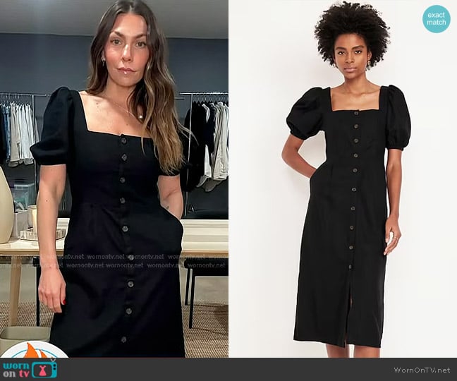 Old Navy Linen-Blend Button-Front Midi Dress worn by Melissa Garcia on Today