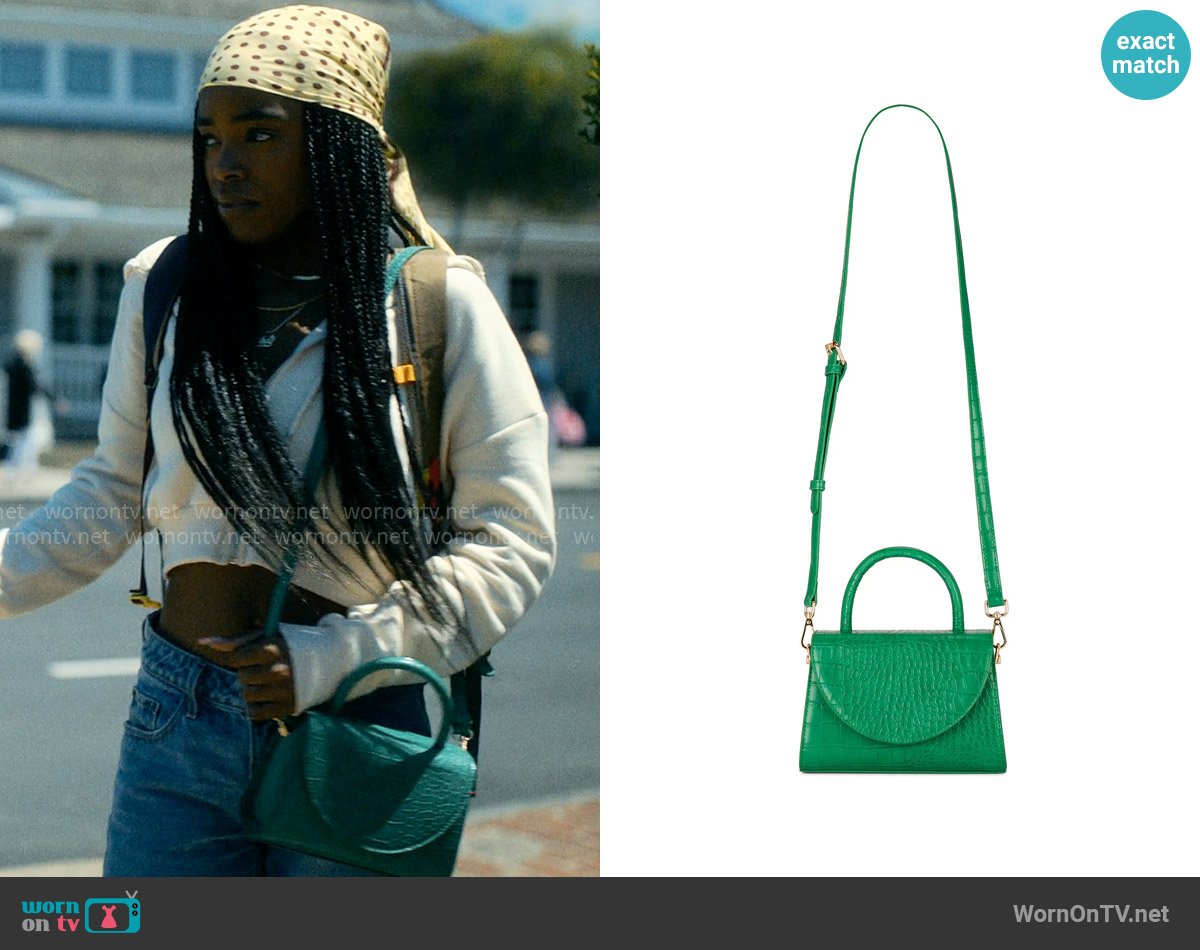 Olga Berg Nadia Faux Leather Embossed Top Handle Bag worn by Keisha Clark (Lovie Simone) on Forever