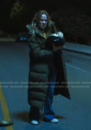 Olivia’s green padded coat on The Studio