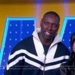 Omar Sy’s navy and white knit track jacket on Good Morning America