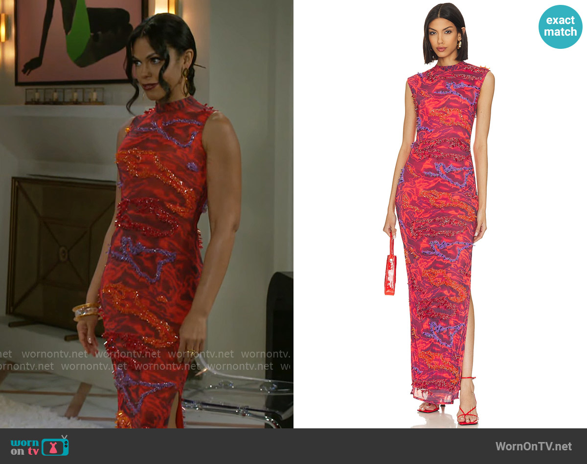 Onalaja Zusi Maxim Maxi Dress worn by Dani Dupree (Karla Mosley) on Beyond the Gates