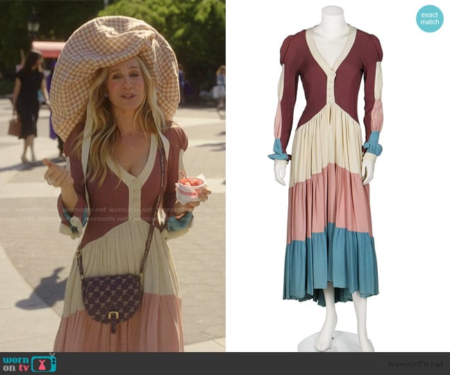 Ossie Clark Vintage Traffic Light Dress worn by Carrie Bradshaw (Sarah Jessica Parker) on And Just Like That