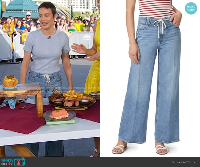 Paige Zoey Tie Waist Wide Leg Jeans worn by Brie Larson on Today