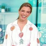 Pati Jinich’s white embroidered top on Sherri