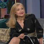 Patricia Clarkson's black dragon fly embellished dress on The Kelly Clarkson Show