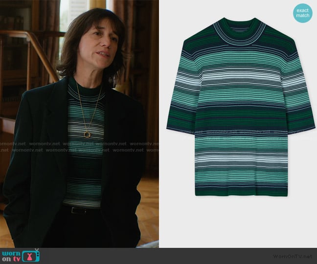 Paul Smith Gradient Stripe Top worn by Genevieve Lavigne (Charlotte Gainsbourg) on Etoile