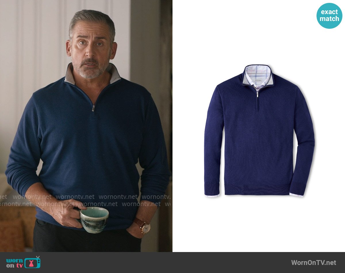 Peter Millar Whitaker Quarter-Zip Sweater worn by Nick (Steve Carell) on The Four Seasons