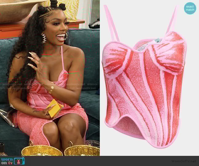 Ph5 Camellia Denim-Print Tank Top worn by Porsha Williams on The Real Housewives of Atlanta