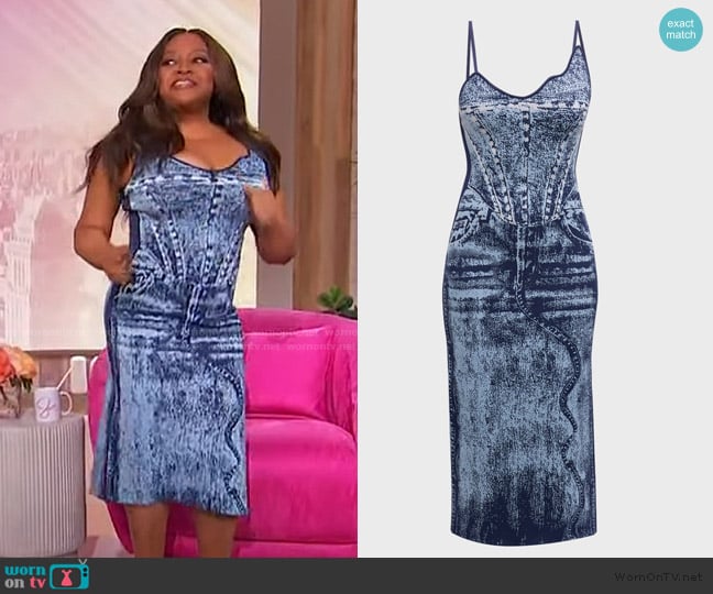PH5 Jasmine Denim-Print Midi Tank Dress worn by Sherri Shepherd on Sherri