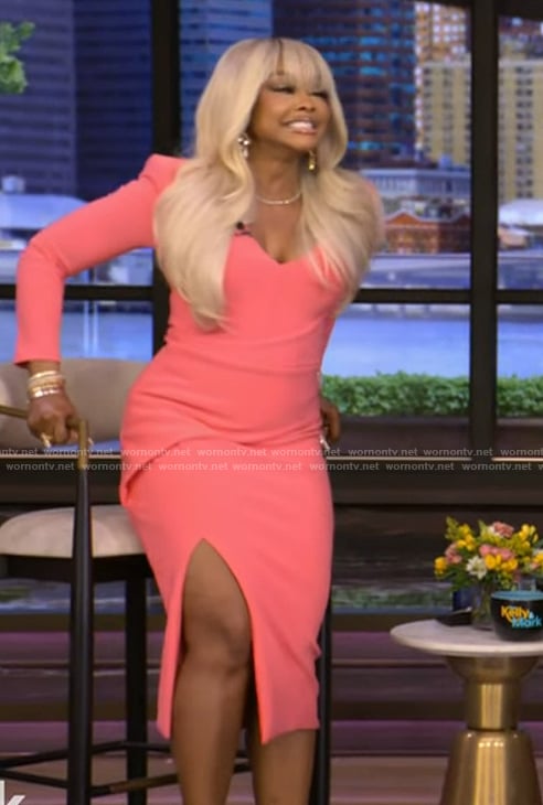 Phaedra’s pink plunging dress on Live with Kelly and Mark