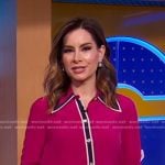 Rebecca’s pink contrast trim button down blouse on Good Morning America