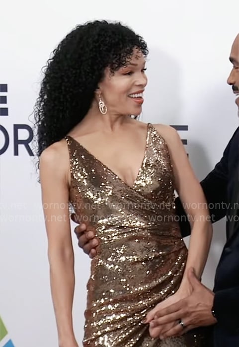 Portia’s gold sequin 2025 Nurses Ball dress on General Hospital
