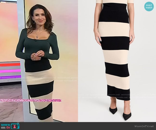 Posse Theo Skirt in Cream & Black worn by Hilaria Baldwin on Today