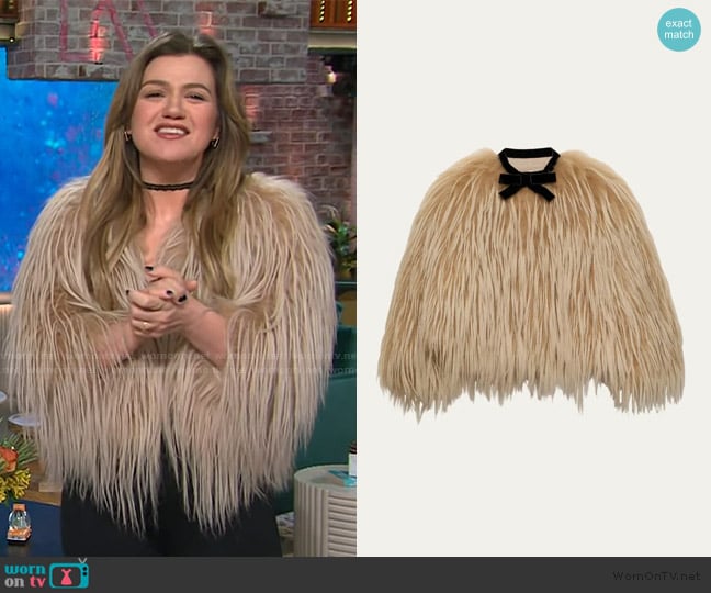 Prada Faux Fur Ribbon Jacket worn by Kelly Clarkson on The Kelly Clarkson Show