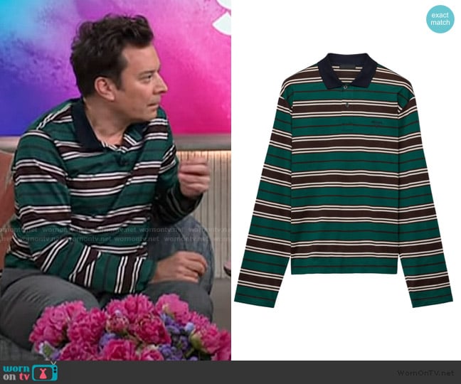 Prada Striped Polo Shirt worn by Jimmy Fallon on The Kelly Clarkson Show