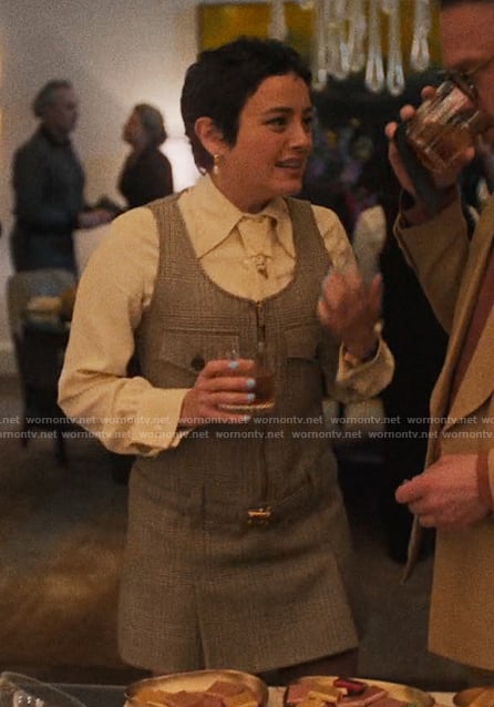 Quinn’s plaid belted dress on The Studio