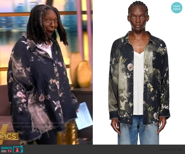 R13 Black Shredded Seam Drop Neck Shirt worn by Whoopi Goldberg on The View