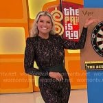 Rachel’s black embellished jumpsuit on The Price is Right