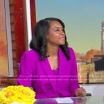 Rachel’s purple dress and tie waist blazer on Good Morning America