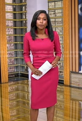 Rachel's fuchsia square neck dress on Good Morning America