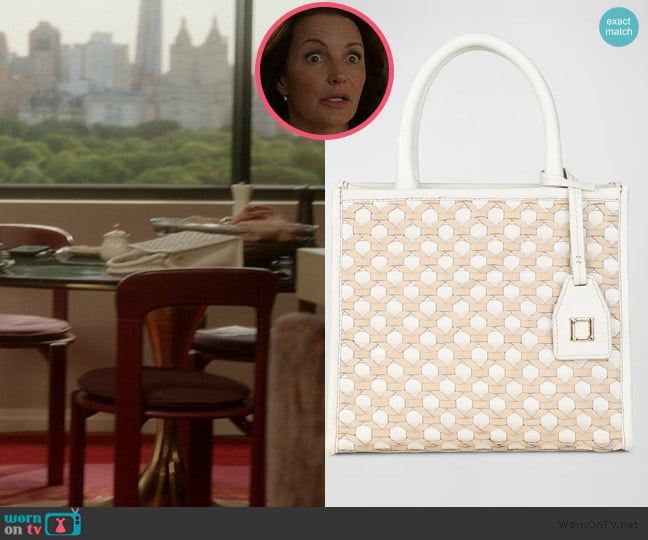 Rafe Ayesha Woven Leather Top-Handle Bag worn by Charlotte York (Kristin Davis) on And Just Like That