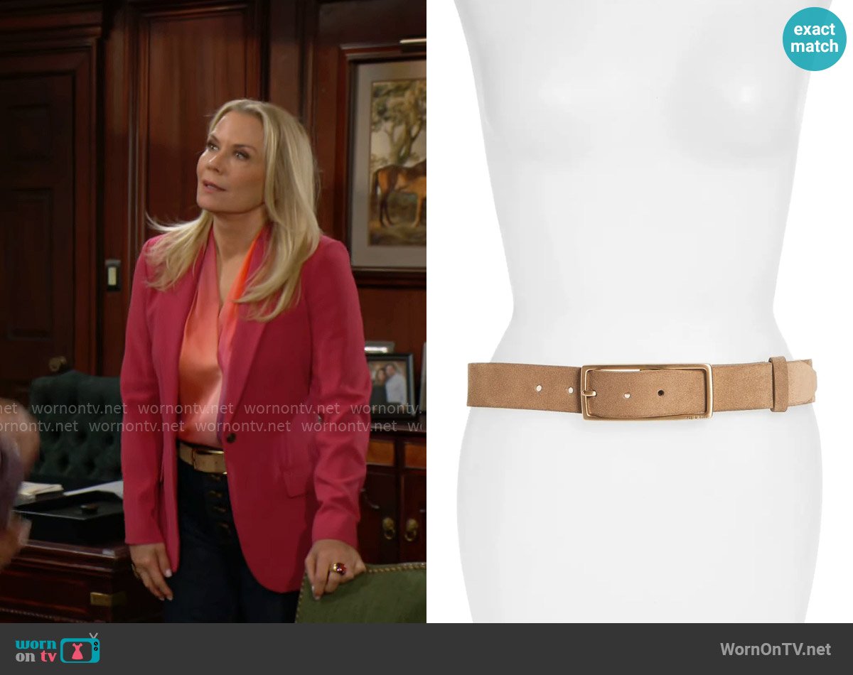 Rag & Bone Rebound Suede Belt worn by Brooke Logan (Katherine Kelly Lang) on The Bold and the Beautiful