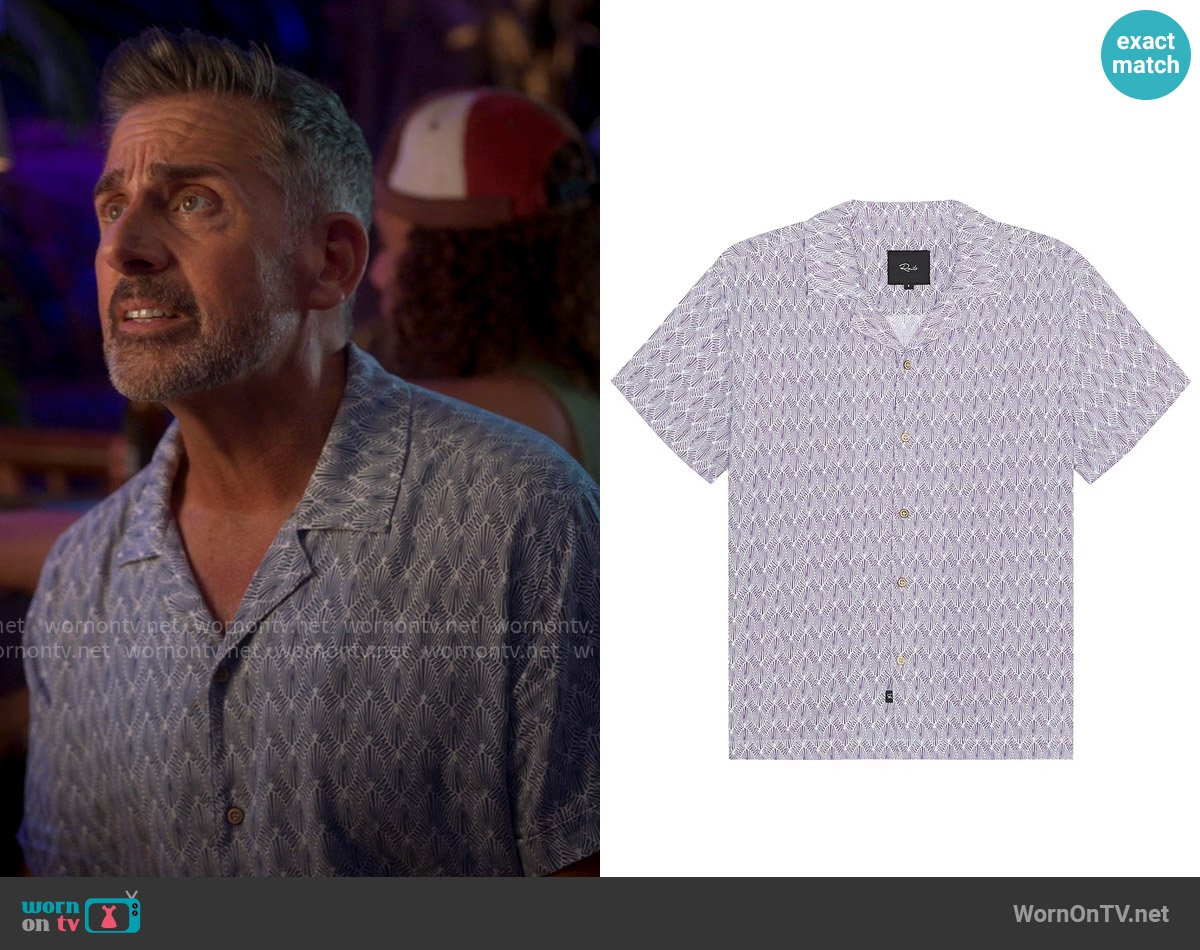 Rails Lanai Shirt in Tin Stamp Seatia White worn by Nick (Steve Carell) on The Four Seasons