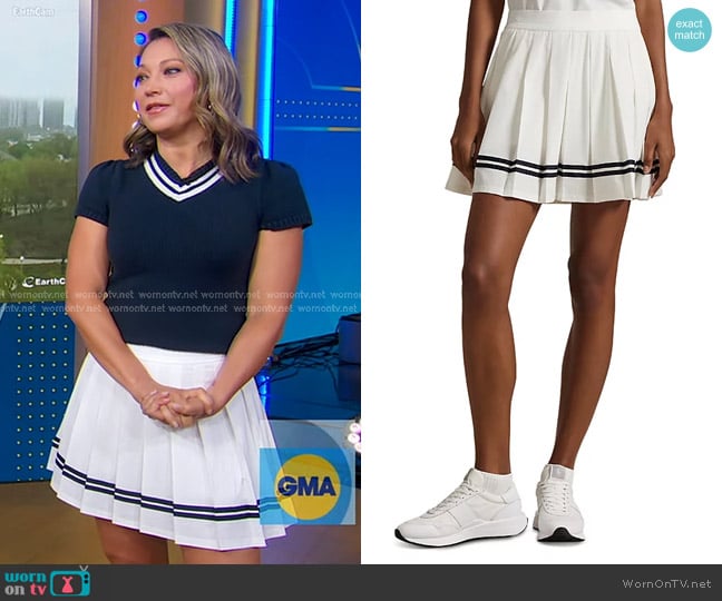 Ralph Lauren Pleated A-Line Performance Skort worn by Ginger Zee on Good Morning America