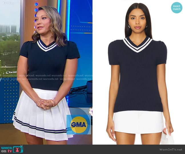 Polo Ralph Lauren Short Sleeve Pullover Sweater worn by Ginger Zee on Good Morning America