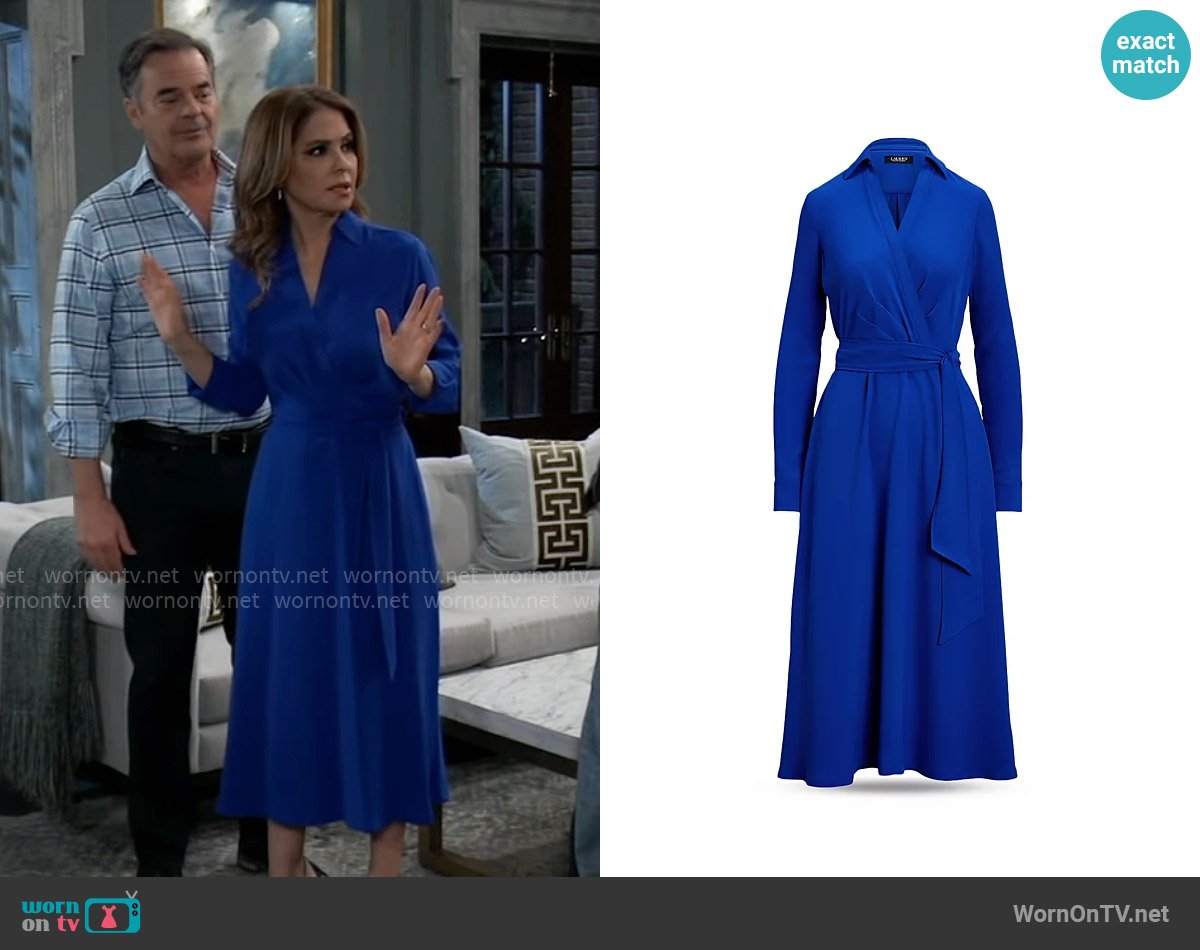 LAUREN Ralph Lauren Surplice Georgette Midi Dress worn by Olivia Falconeri (Lisa Lo Cicero) on General Hospital