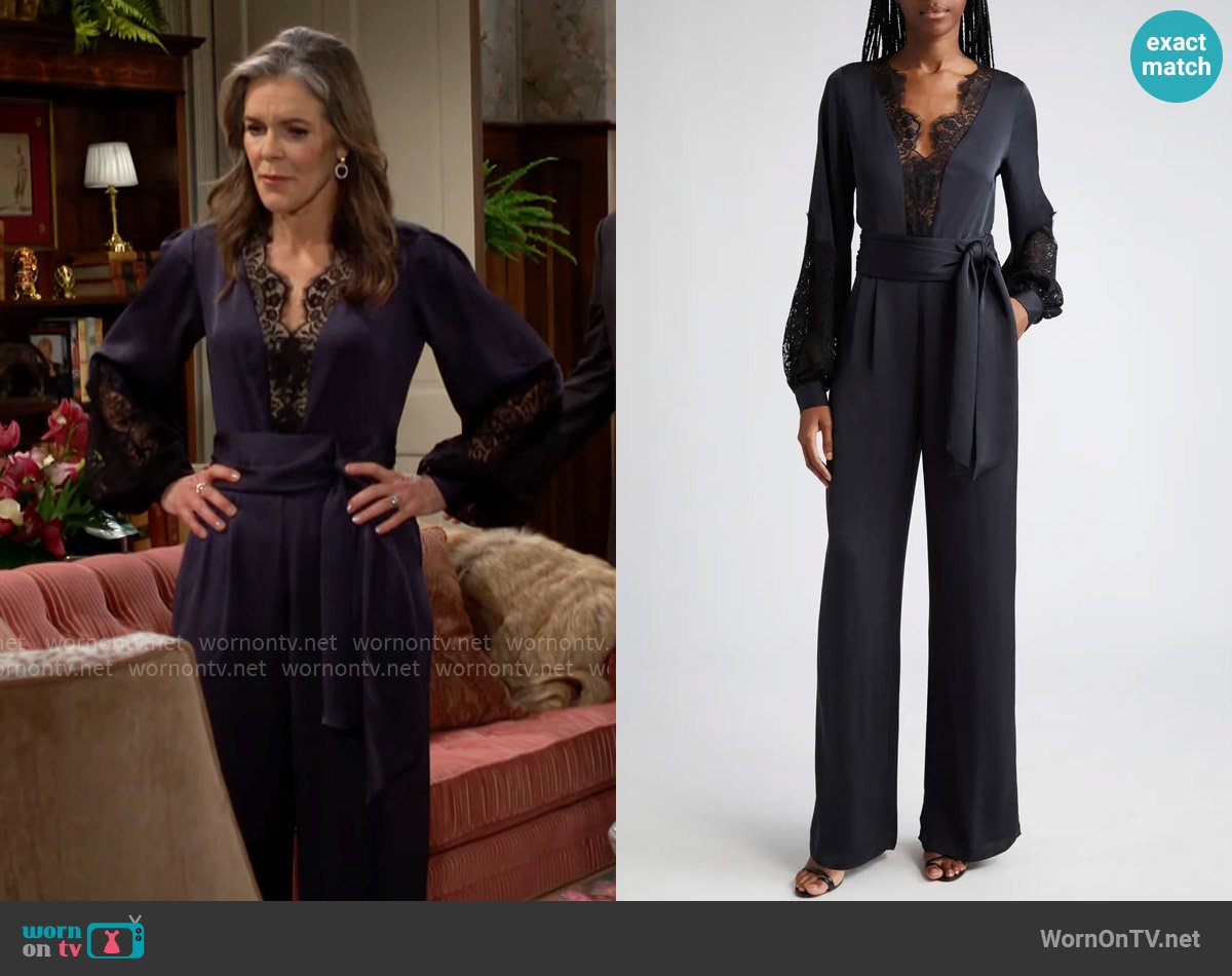 Ramy Brook Helen Lace Jumpsuit worn by Diane Jenkins (Susan Walters) on The Young and the Restless