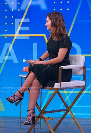 Rebecca's black studded sandals on Good Morning America