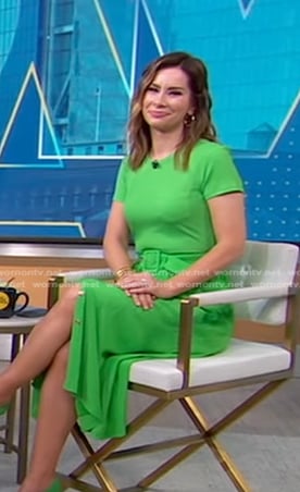 Rebecca's green belted midi dress on Good Morning America