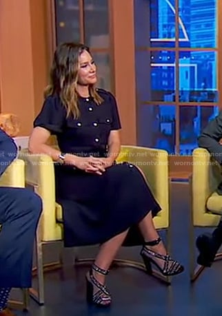 Rebecca’s black studded sandals on Good Morning America