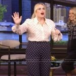 Rebel Wilson’s contrast polka dot print top and pants on Live with Kelly and Mark