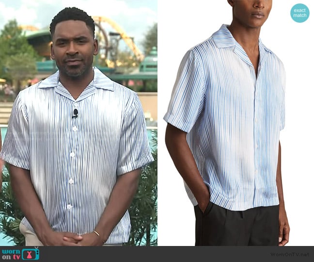 Reiss Mendosa Faded-Stripe Shirt worn by Justin Sylvester on E! News