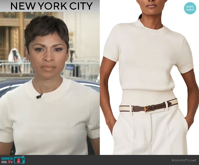 Reiss Anita Knit Crewneck Top worn by Jericka Duncan on CBS Mornings