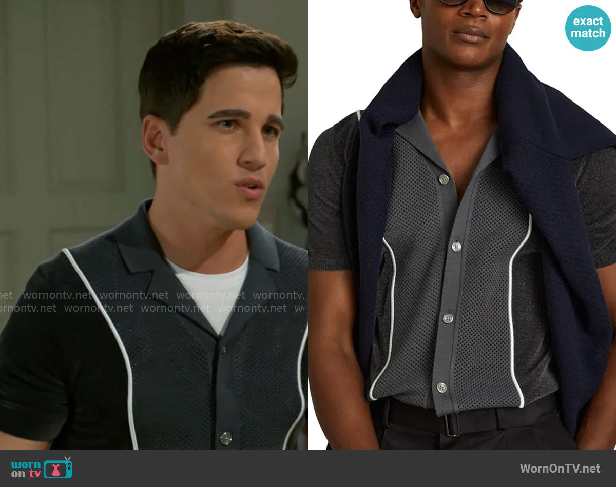 Reiss Meastro Knit Camp Shirt worn by Bradley 'Smitty' Smith (Mike Manning) on Beyond the Gates