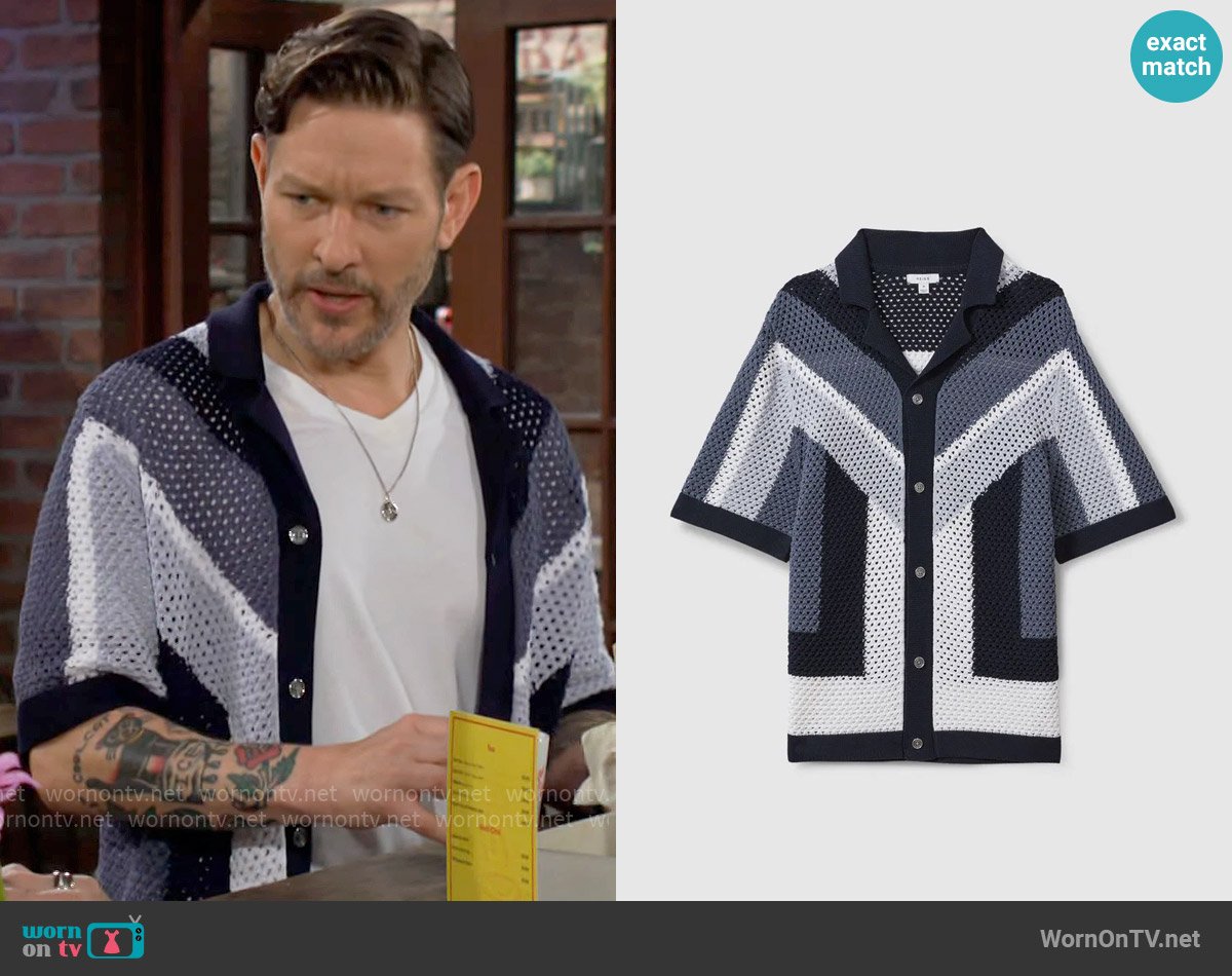 Reiss Panko Cardigan worn by Daniel Romalotti (Michael Graziadei) on The Young and the Restless