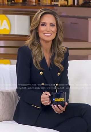 Rhiannon's navy blazer with gold buttons on Good Morning America