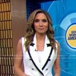 Rhiannon’s white contrast trim vest on Good Morning America