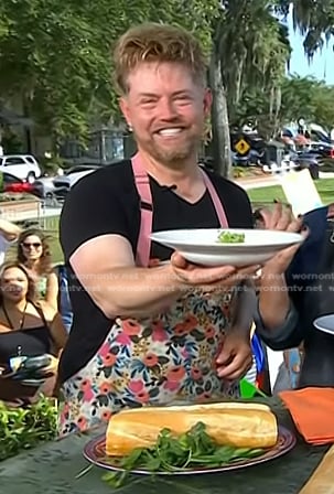 Richard Blais’s pink floral apron on Today