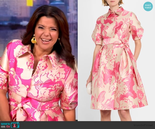 Teri Jon by Rickie Freeman Floral Embossed Dress worn by Ana Navarro on The View