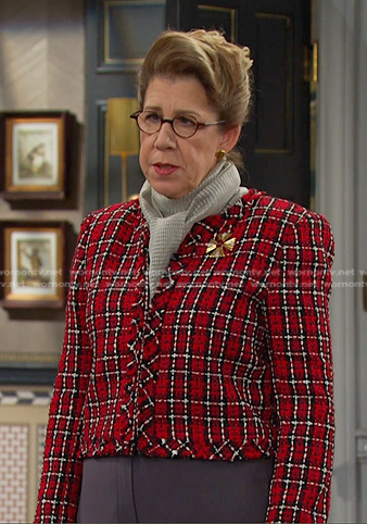 Rita’s red plaid tweed jacket on Days of our Lives